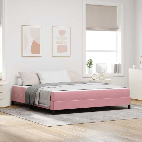 vidaXL Letto a molle con materasso Rosa 180 x 210 cm Tessuto