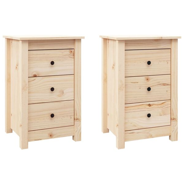 vidaXL Comodini 2 pz 40x35x61,5 cm in Legno Massello di Pino