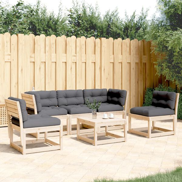 vidaXL Set Divani Giardino 5 pz con Cuscini in Legno Massello di Pino