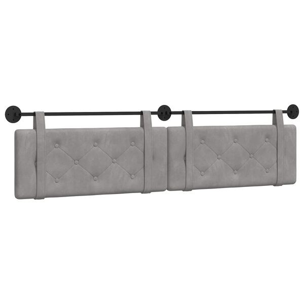 vidaXL Testata appesa Grigio chiaro 210 x 55 x 5 cm Velluto