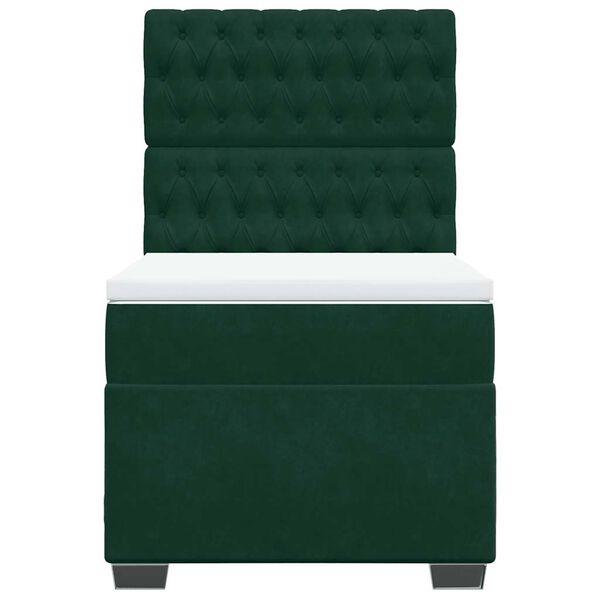 vidaXL Giroletto a Molle con Materasso Verde Scuro 90x200 cm Velluto