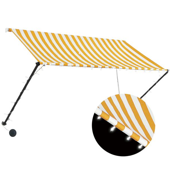 vidaXL Tenda da Sole Retrattile con LED 250x150 cm Giallo e Bianco