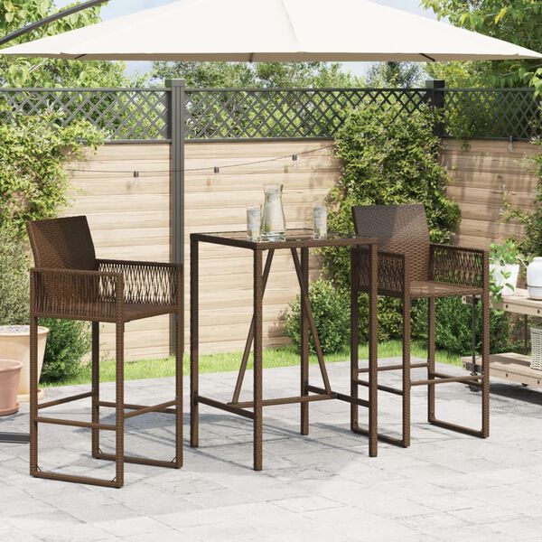 vidaXL Tavolo da Bar da Esterno Marrone 70x70x110 cm in Polyrattan