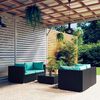 vidaXL Set Divani da Giardino 5 pz con Cuscini in Polyrattan Nero