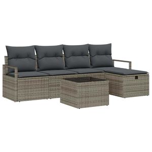 vidaXL Set di divani 6 pz 5-Numero di posti Grigio polyrattan