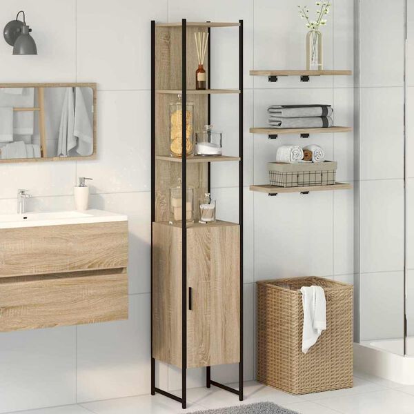vidaXL Mobile da Bagno Sonoma 33 x 33 x 185,5 cm Legno multistrato