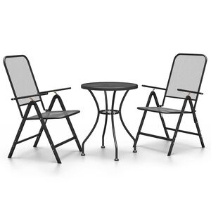 vidaXL Set da Pranzo per Giardino 3pz Rete Metallica Espansa Antracite