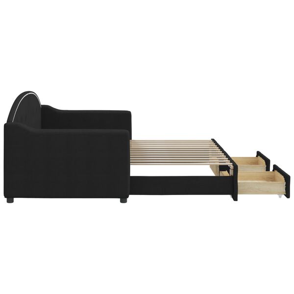 vidaXL Divano Letto Estraibile con Cassetti Nero 80x200 cm in Tessuto