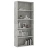 vidaXL Libreria 5 Ripiani Grigio Cemento 80x30x189cm Legno Multistrato