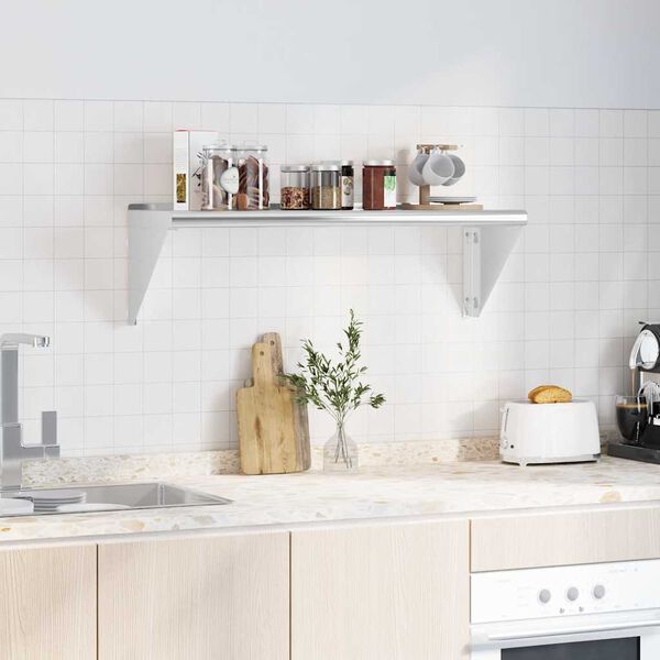 vidaXL Mensola a Muro 100x30x31 cm Argento in Acciaio Inossidabile