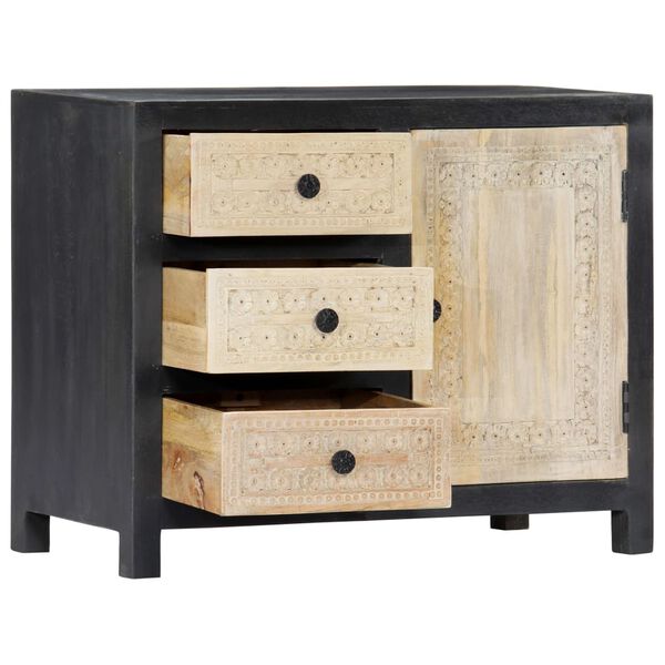 vidaXL Credenza Intagliata a Mano Grigio 75x35x60 cm Massello di Mango