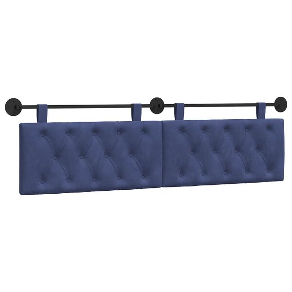 vidaXL Testata appesa Blu Polizia 190 x 55 x 7 cm Velluto