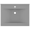 vidaXL Lavabo con Foro Rubinetto Grigio Chiaro Opaco 60x46 cm Ceramica