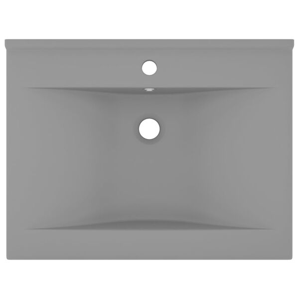 vidaXL Lavabo con Foro Rubinetto Grigio Chiaro Opaco 60x46 cm Ceramica