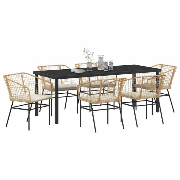 vidaXL Set da Pranzo per Giardino 7 pcs Marrone polyrattan