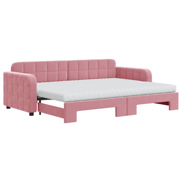 vidaXL Divano Letto Estraibile con Materassi Rosa 80x200 cm Velluto