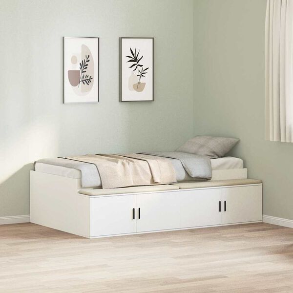 vidaXL Struttura del letto Bianco 100 x 200 cm Legno multistrato