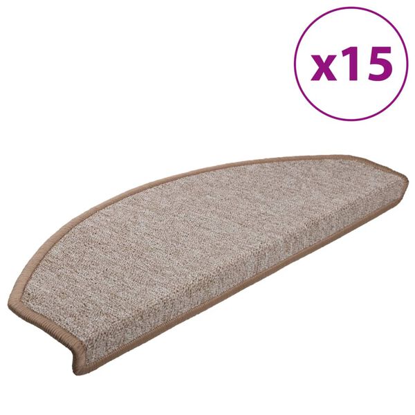 vidaXL Tappetini per scale 15 pz 65x24x4 cm Marrone chiaro Semicircolari Grandi