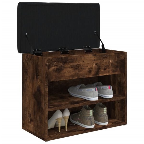 vidaXL Panca Porta Scarpe Rovere Fumo 62x32x50 cm Legno Multistrato