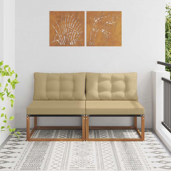 vidaXL 2 Pezzo Divano centrale per esterno Legno di Acacia Massello