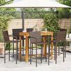 vidaXL Set Bar Giardino 7pz Marrone Legno Massello Acacia e Polyrattan