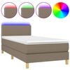 vidaXL Letto a Molle con Materasso e LED Tortora 90x190 cm in Tessuto