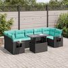 vidaXL Set Divani Giardino 8 pz con Cuscini Nero Polyrattan Acacia