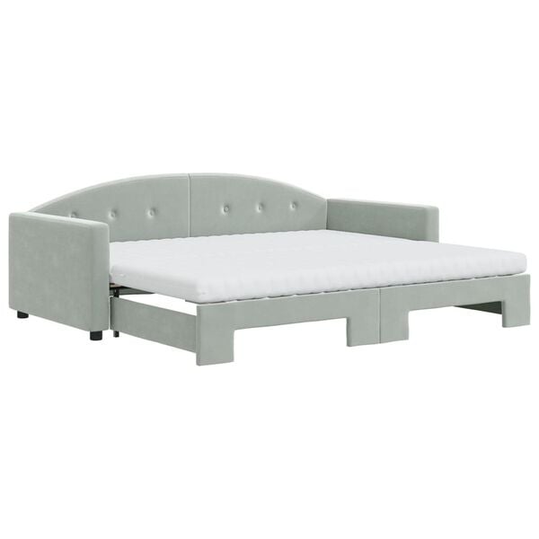 vidaXL Divano Letto Estraibile Materassi Grigio Chiaro 90x200 Velluto