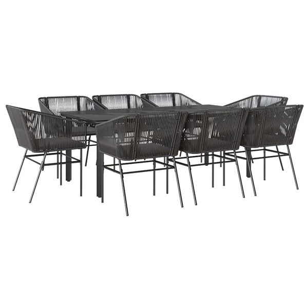 vidaXL Set da Pranzo da Giardino 9 pz con Cuscini Polyrattan Vetro