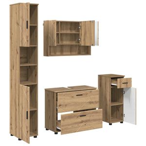 vidaXL Set di mobili per il bagno 4 pz Rovere artigianale