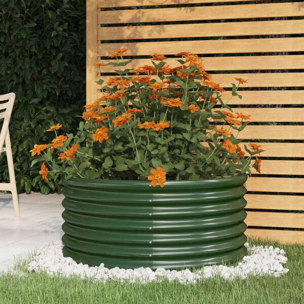 vidaXL Vaso da Giardino Acciaio Zincato 80x80x36 cm Verde