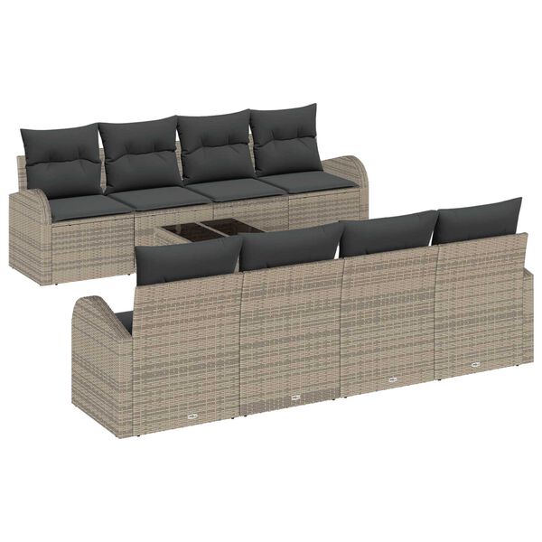 vidaXL Set Divano da Giardino Grigio 55 x 55 x 37 cm polyrattan