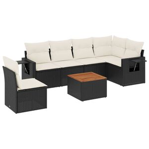 vidaXL Set Divani da Giardino con Cuscini 7pz Nero Polyrattan