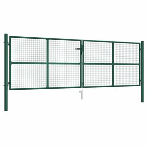 vidaXL Cancello da Giardino in Rete di Acciaio 400x125 cm Verde