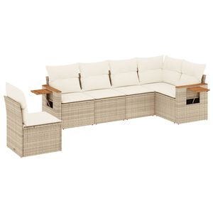 vidaXL Set Divano da Giardino 6 pz con Cuscini Beige in Polyrattan