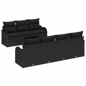 vidaXL Set Divano da Giardino Nero 55 x 55 x 37 cm polyrattan