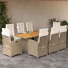 vidaXL Set da Pranzo da Giardino 9 pz con Cuscini Beige in Polyrattan