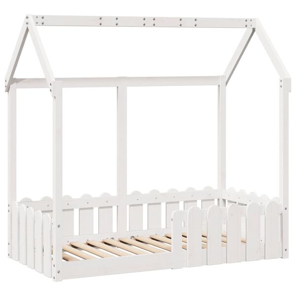 vidaXL Giroletto Casetta Bambini Bianco 70x140 cm Legno Massello Pino