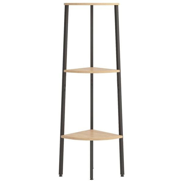 vidaXL Scaffale Angolare 3 Livelli Marrone Chiaro Nero 45,5x31,5x120cm