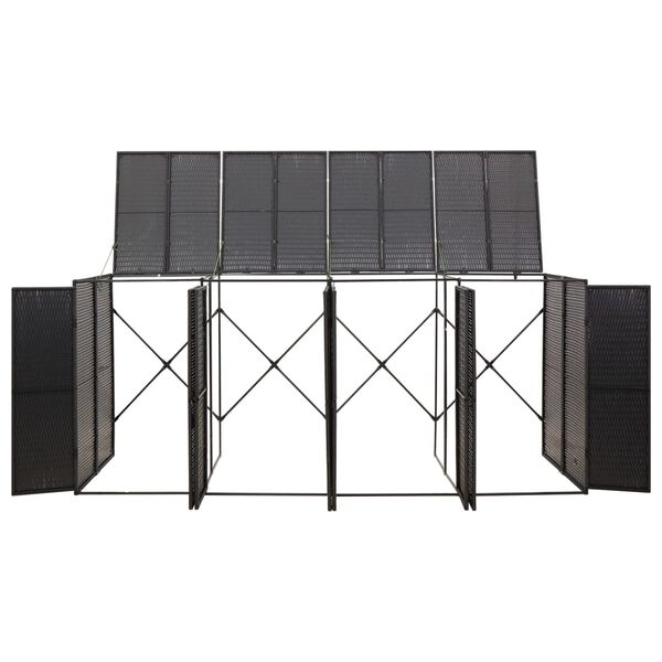 vidaXL Copribidone Quadruplo Nero 274x80x117 cm in Polyrattan