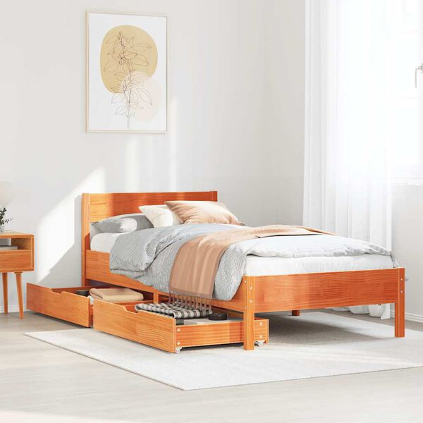 vidaXL Letto senza Materasso Marrone Cera 100x200 cm in Legno di Pino
