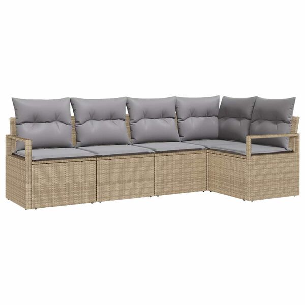 vidaXL Set di divani 5 pcs Beige e Grigio Chiaro polyrattan