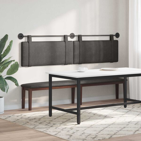 vidaXL Testata appesa Tinta unita Nero 210 x 55 x 5 cm PU Antico