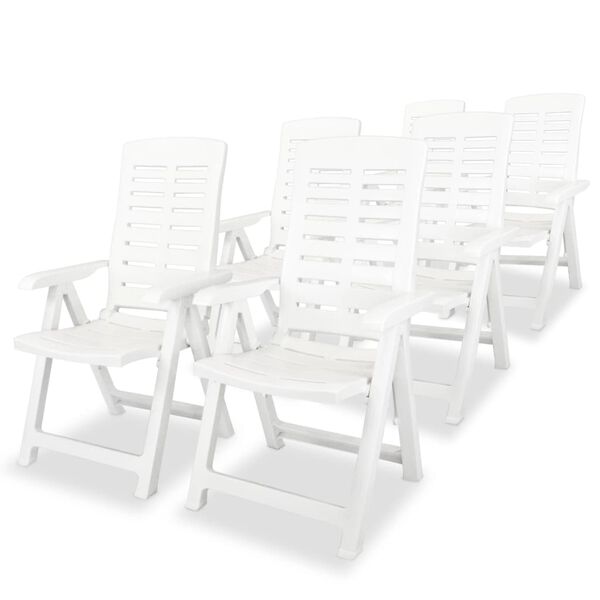 vidaXL Set da Pranzo da Giardino 7 pz in Plastica Bianco