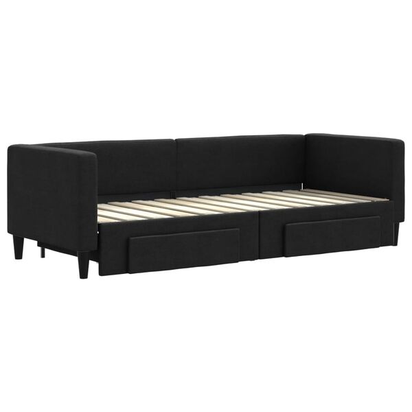 vidaXL Divano Letto Estraibile con Cassetti Nero 80x200 cm in Tessuto