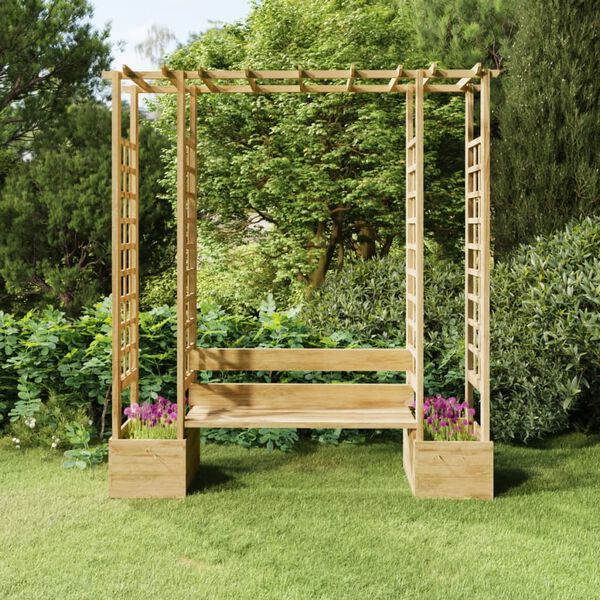 vidaXL Pergola da Giardino Panca e Vasi Legno Massello Pino Impregnato