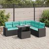 vidaXL Set Divani Giardino 7 pz con Cuscini Nero Polyrattan Acacia