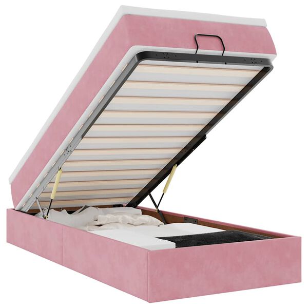 vidaXL Struttura Letto Pouf con Materasso Rosa 80x200 cm Velluto