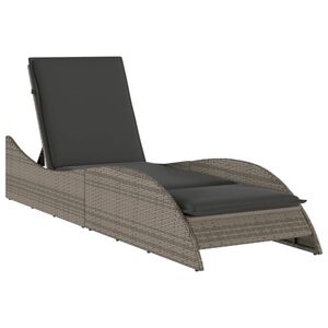 vidaXL Lettino Prendisole con Cuscino Grigio 60x205x73 cm Polyrattan