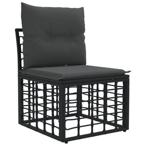 vidaXL Modulo Divano da Esterno Senza Braccioli Nero polyrattan